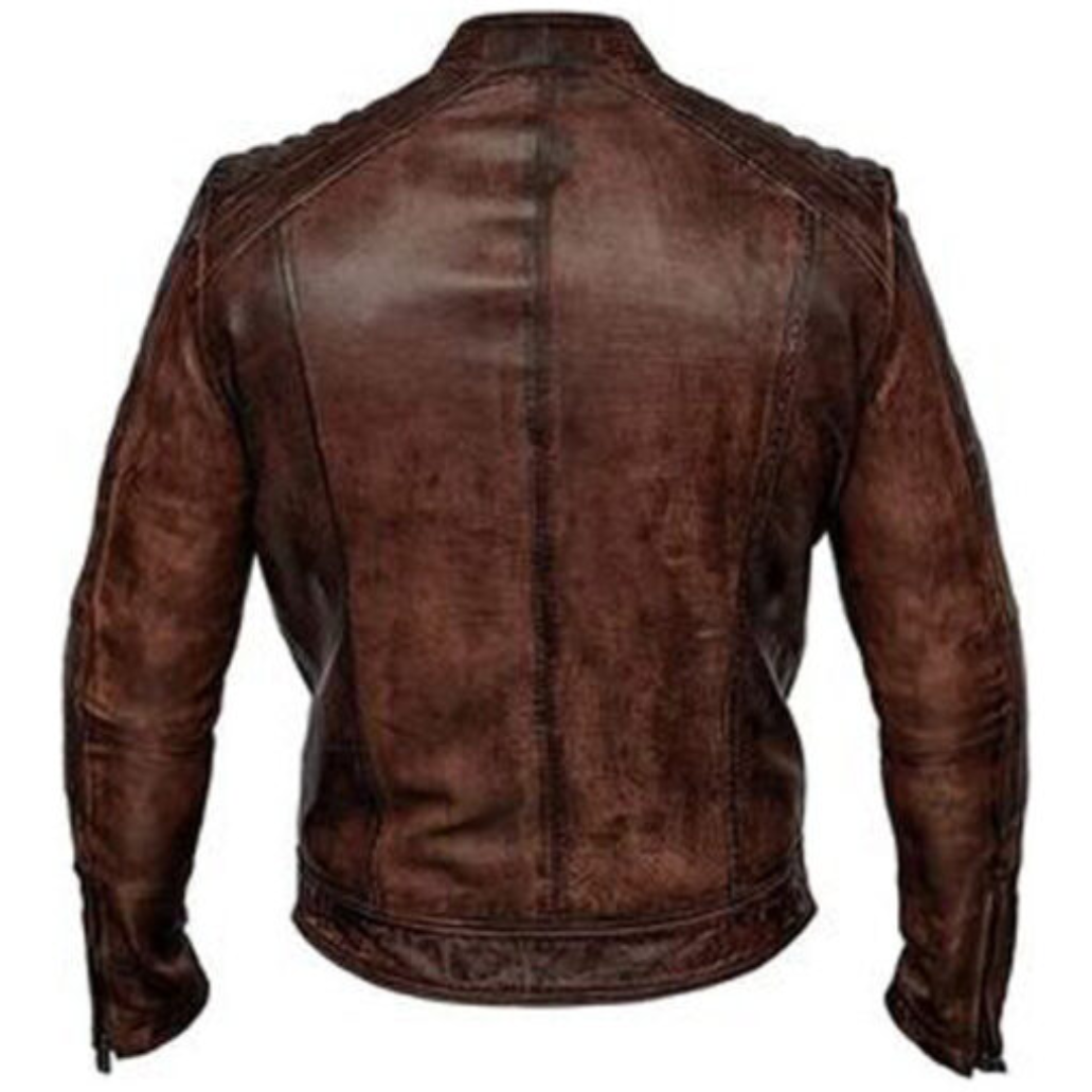 Men Rough Brown Leather Jacket