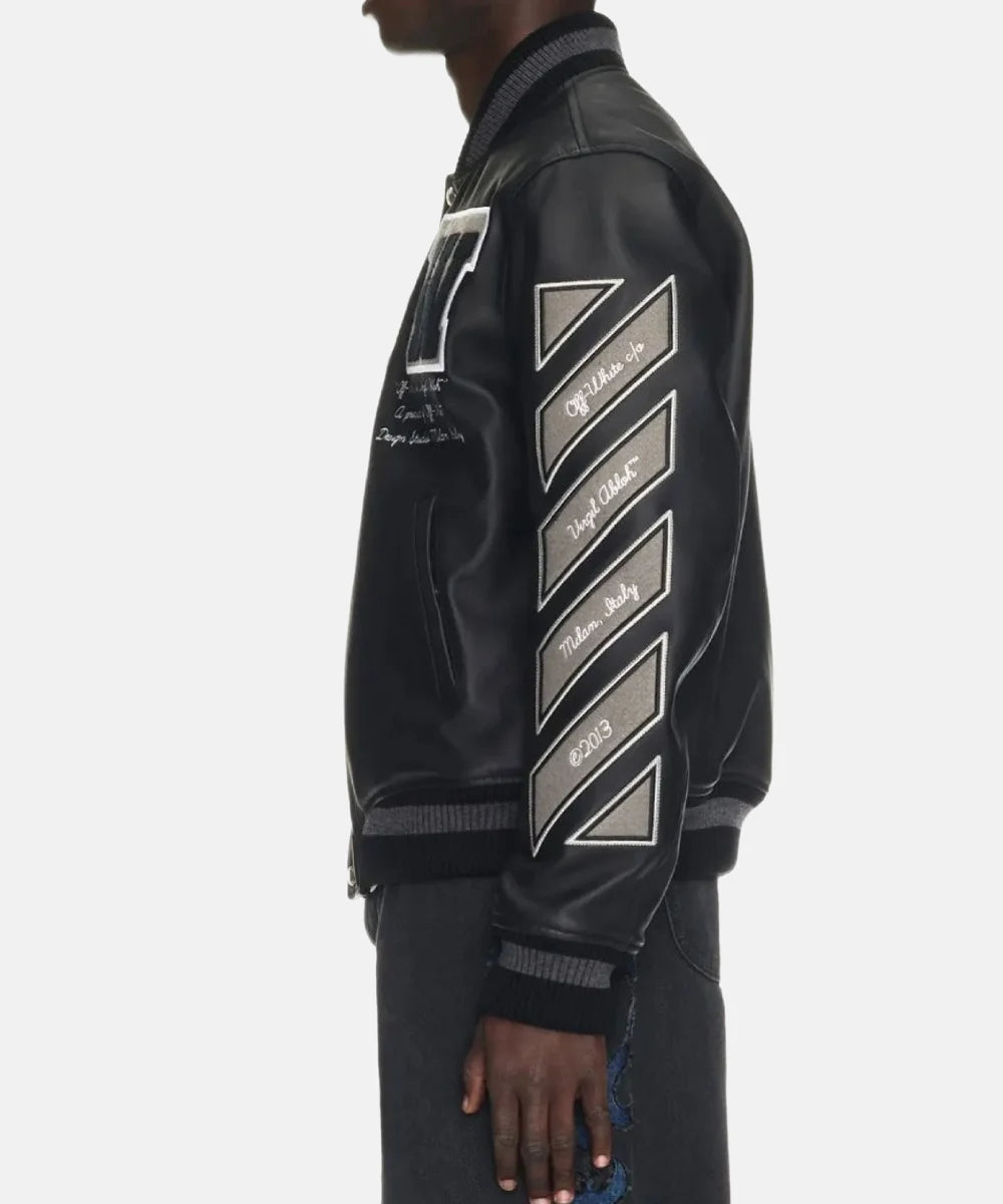 Off-White Moon Leather Letterman Jacket