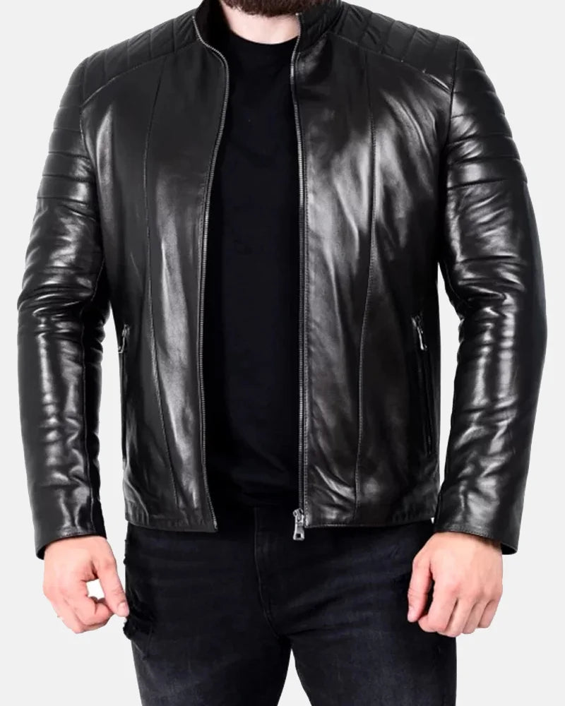 Men’s Padded Leather Biker Jacket