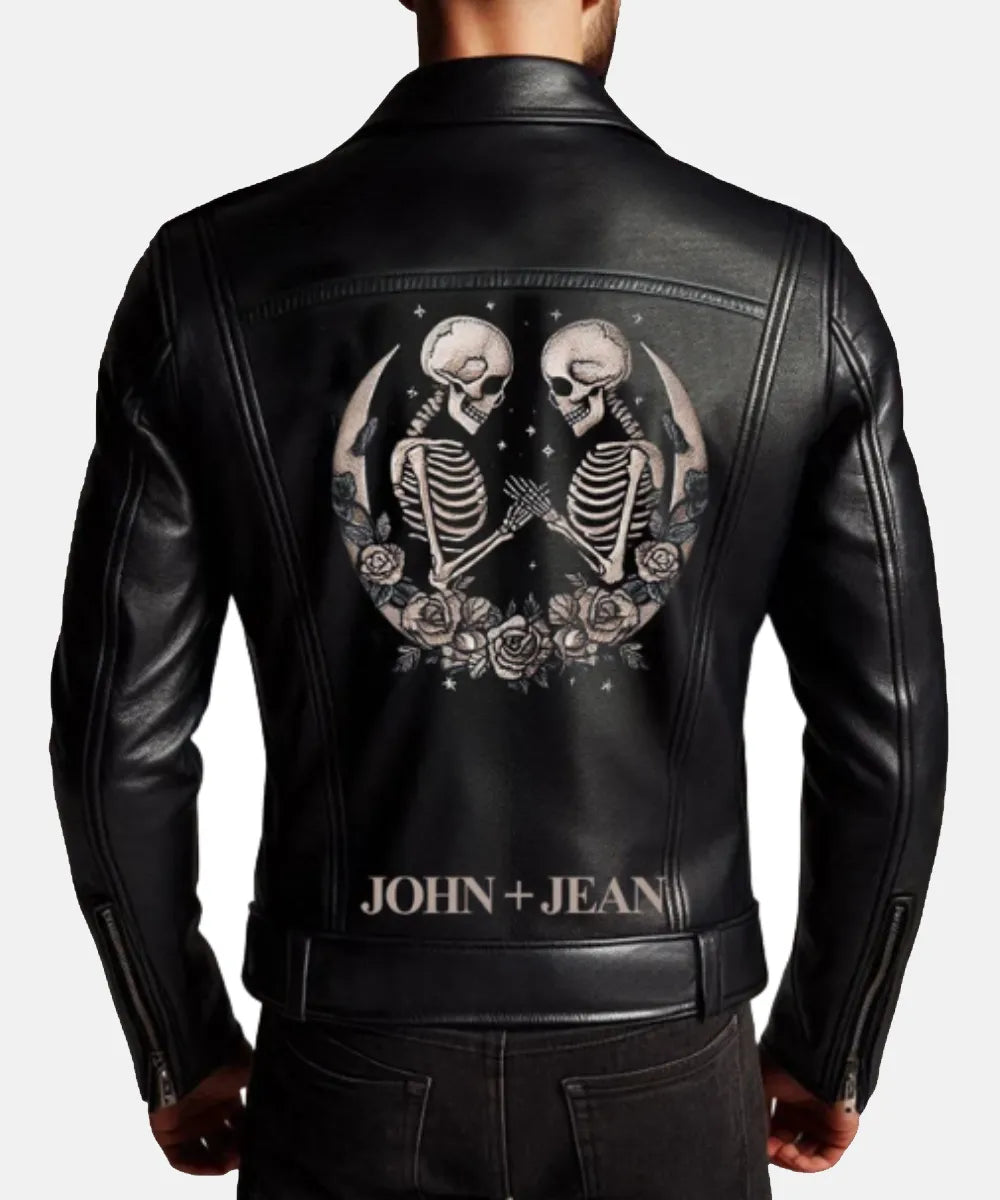 Skeleton Design Leather Jacket