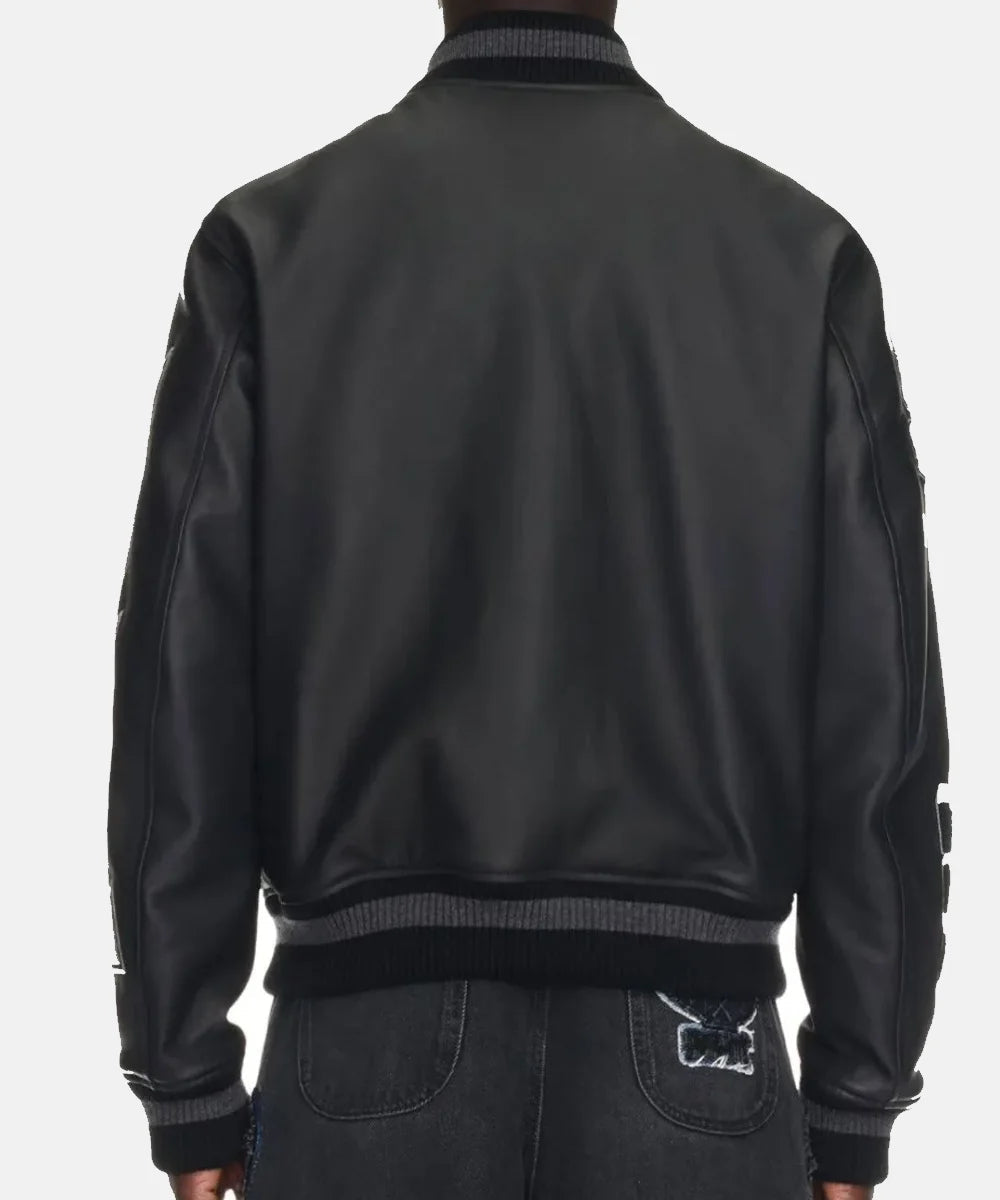 Off-White Moon Leather Letterman Jacket