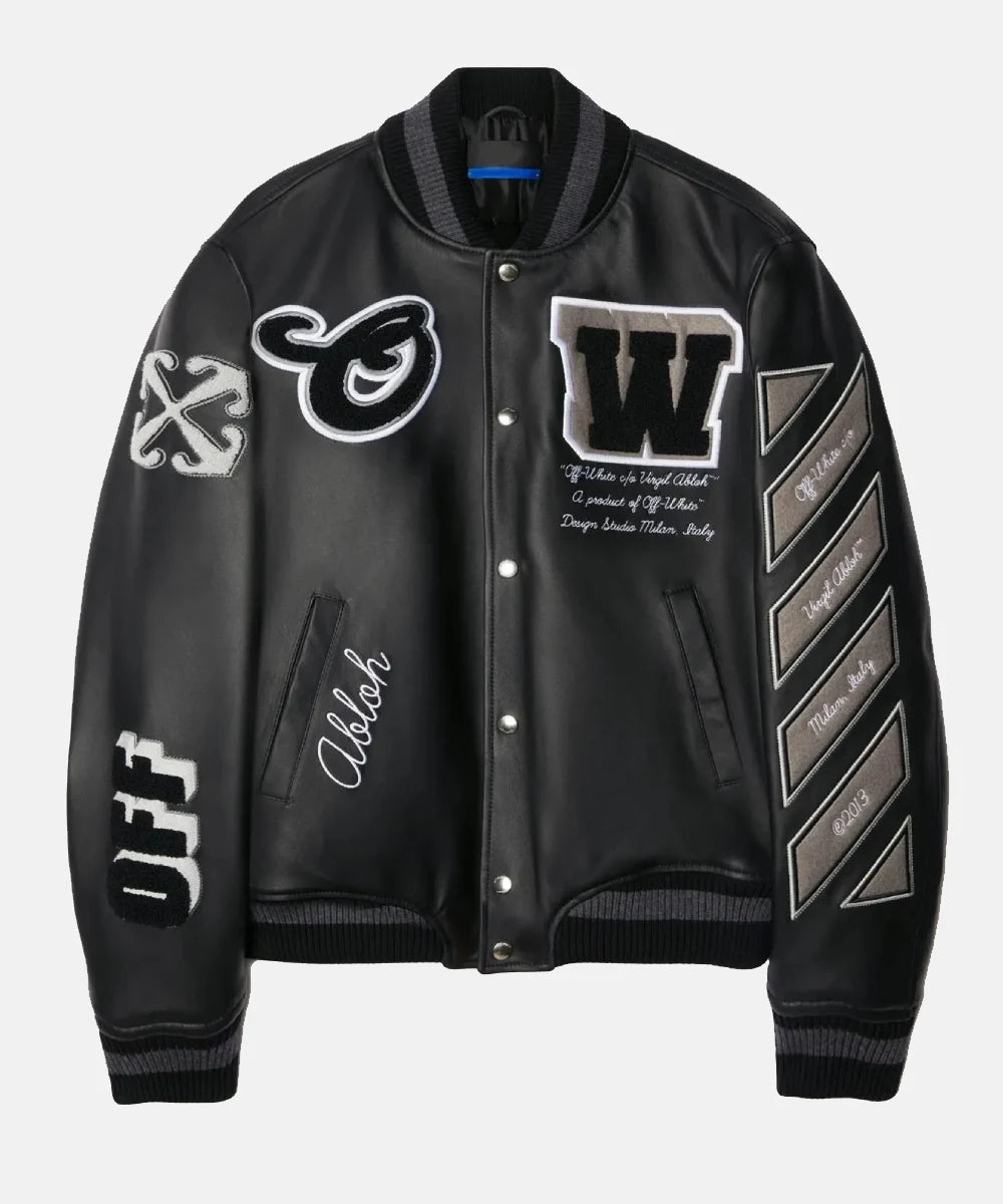 Off-White Moon Leather Letterman Jacket