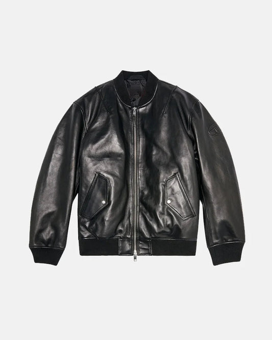 Padded Tumbled Leather Jacket