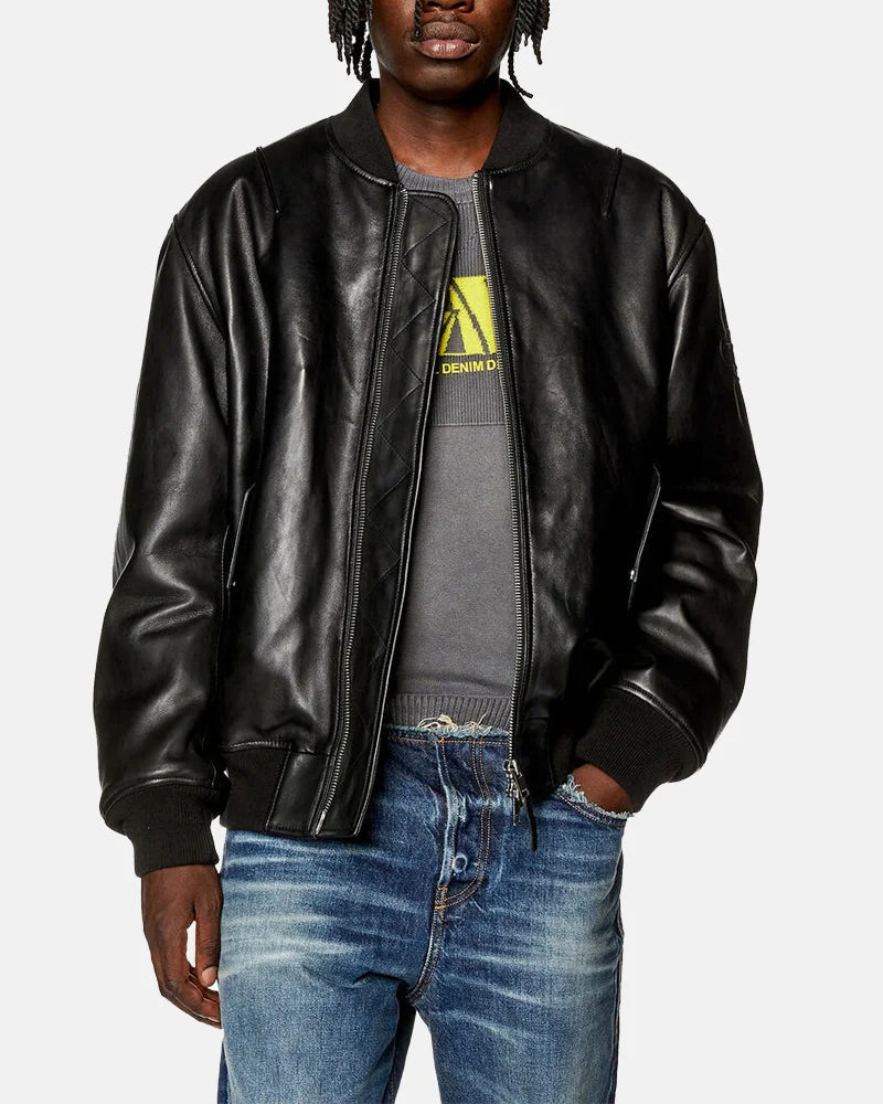 Padded Tumbled Leather Jacket