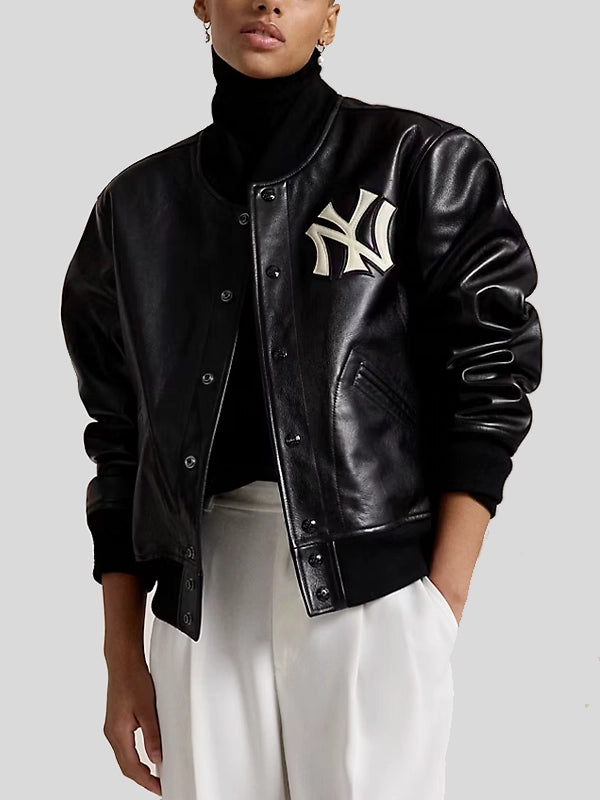 Polo Ralph Lauren Yankees Leather Jacket Black