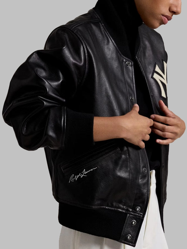 Polo Ralph Lauren Yankees Leather Jacket Black