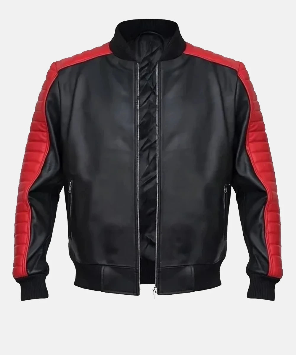 Miami Vice Stunt Team Ryan Gosling Black Leather Bomber Jacket