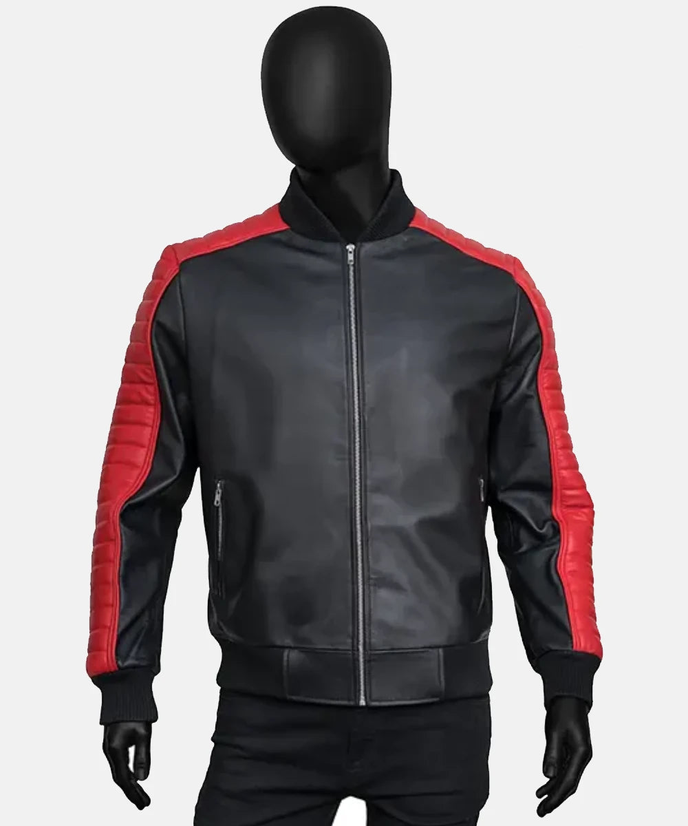 Miami Vice Stunt Team Ryan Gosling Black Leather Bomber Jacket