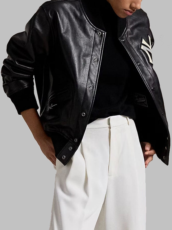 Polo Ralph Lauren Yankees Leather Jacket Black