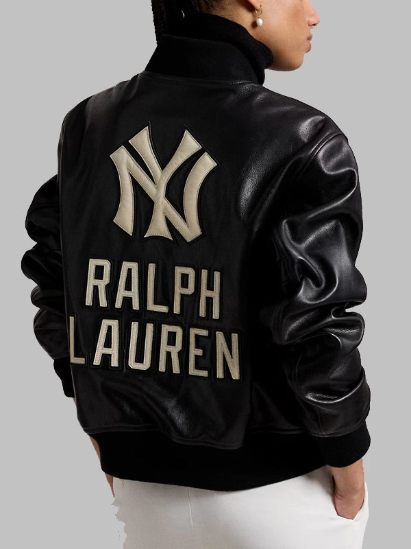 Polo Ralph Lauren Yankees Leather Jacket Black