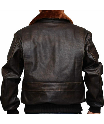 Distressed Aviator Leather Jacket