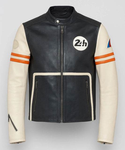 24H Le Mans Karl ECRU Vintage Leather Jacket