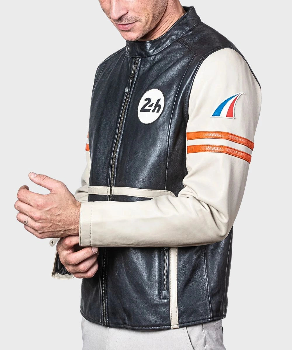24H Le Mans Karl ECRU Vintage Leather Jacket