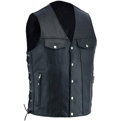 Men Black Leather Vest