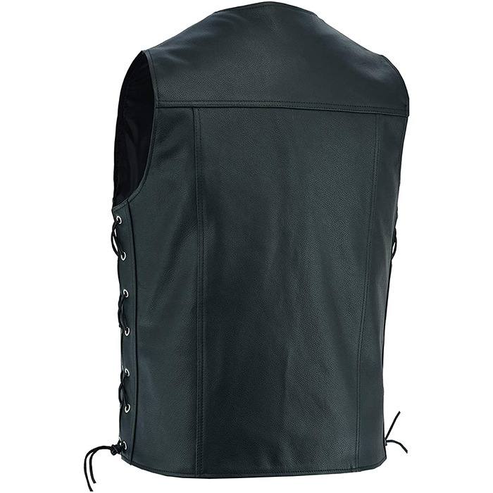 Men Black Leather Vest