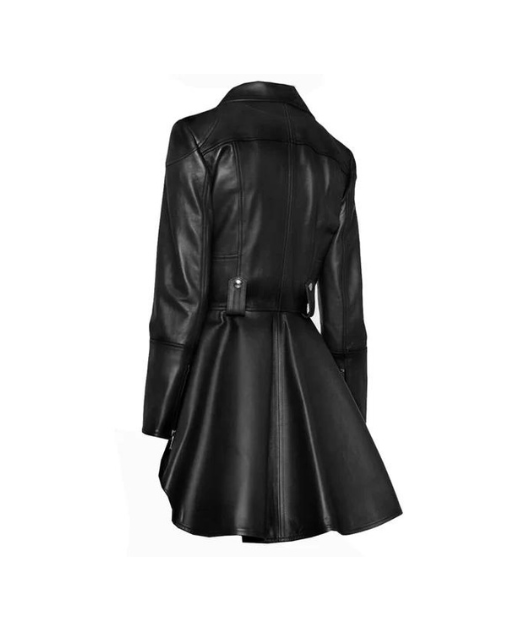 Women Frock Style Black Leather Jacket