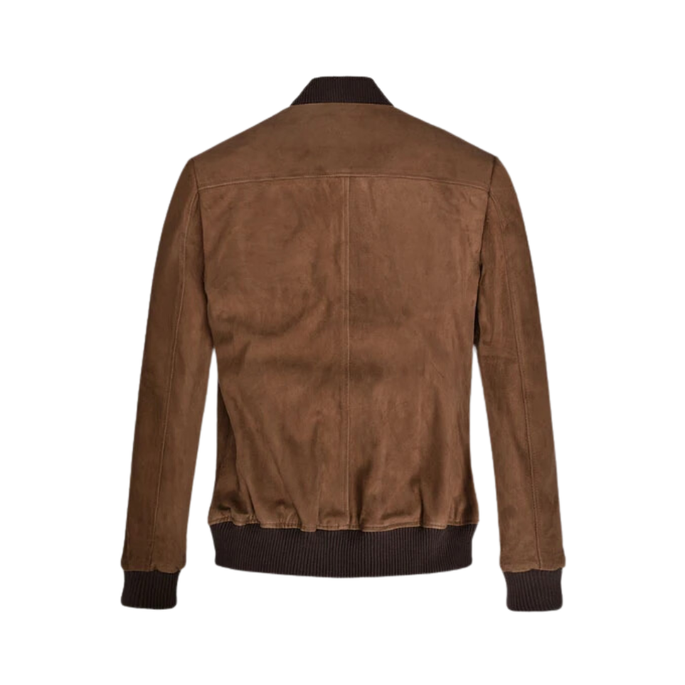 Oak Brown Suede Bomber Jacket
