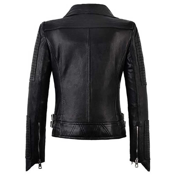Women Black Leather Biker Jacket