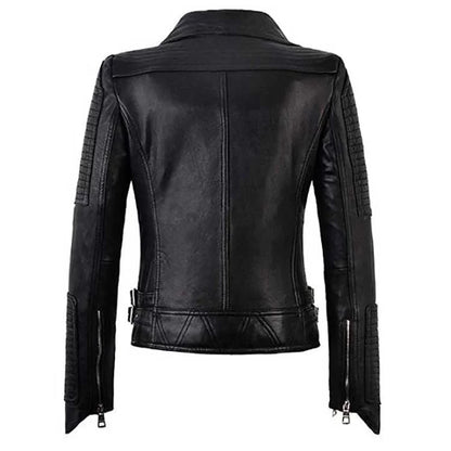 Women Black Leather Biker Jacket