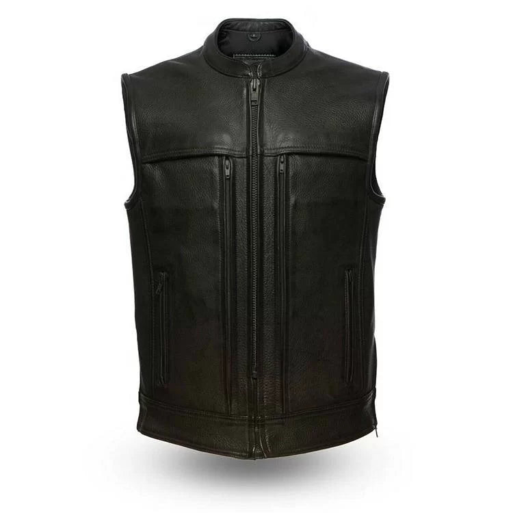 Mens Leather Motorcycle Vest