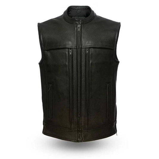 Mens Leather Motorcycle Vest