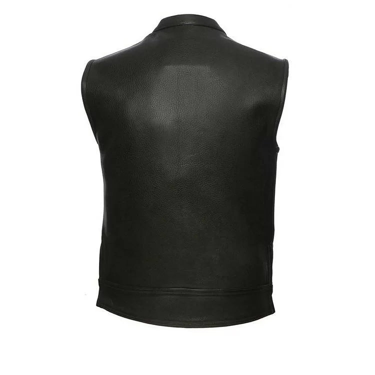 Mens Leather Motorcycle Vest