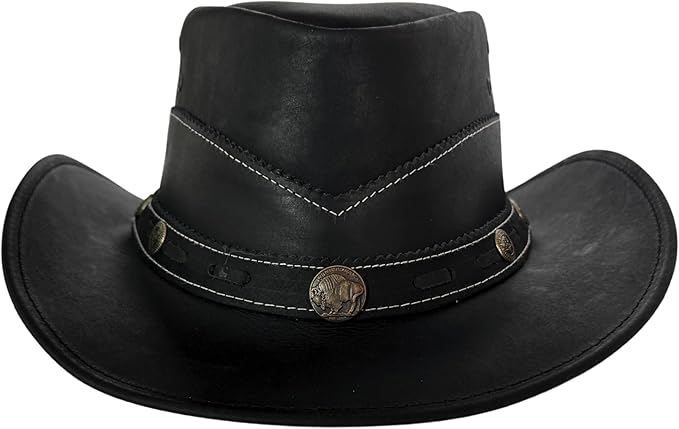 Premium Handcrafted Leather Cowboy Hat with Adjustable String - Classic Western Style