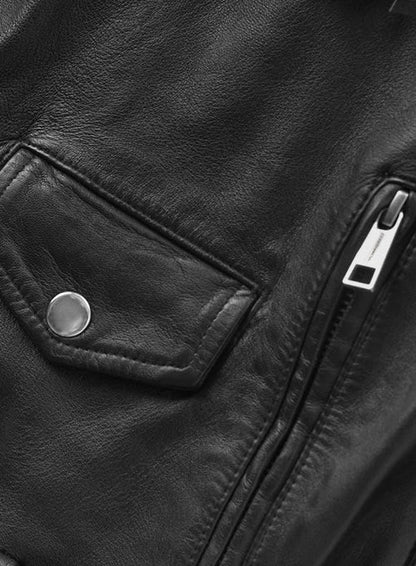 Soft Waxed Fringe Leather Biker Jacket