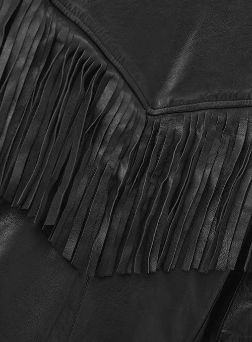 Soft Waxed Fringe Leather Biker Jacket