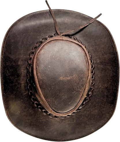 Handmade Leather Western Hat with Shapable Brim for Men & Women Wide Brim, Vintage Design, Durable for Ranch, Travel & Rodeos