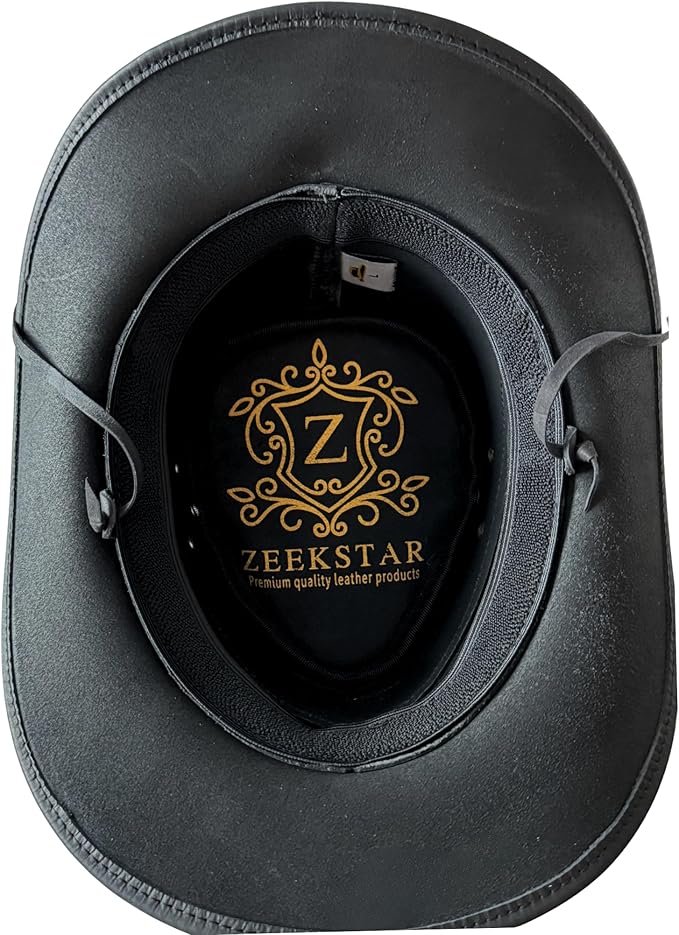 Premium Handcrafted Leather Cowboy Hat with Adjustable String - Classic Western Style