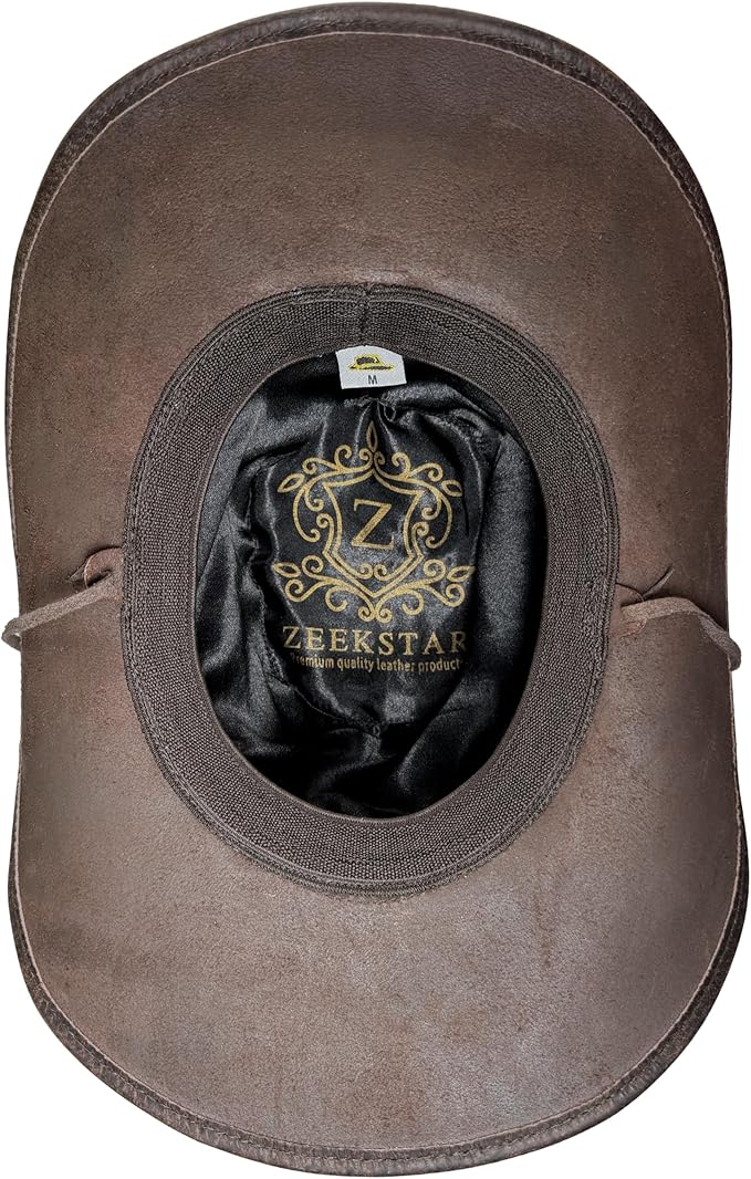 Handmade Leather Western Hat with Shapable Brim for Men & Women Wide Brim, Vintage Design, Durable for Ranch, Travel & Rodeos