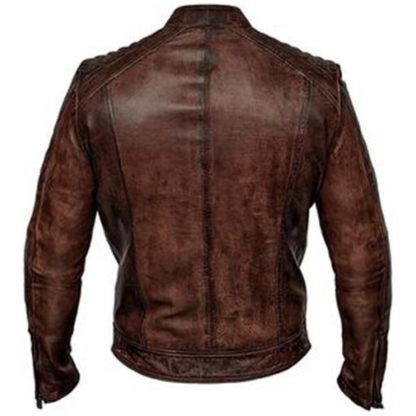 Men Rough Brown Leather Jacket