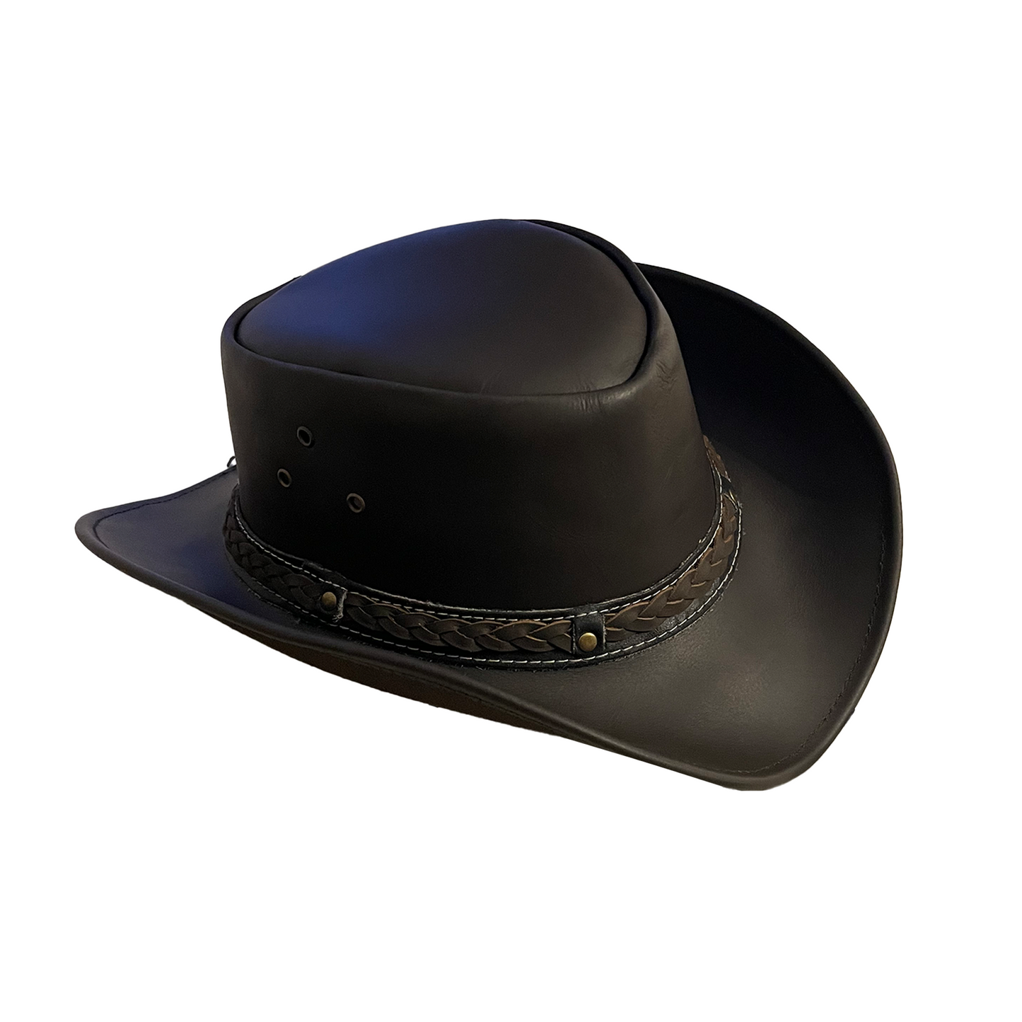 Genuine Leather Cowboy Hat - Dark Brown