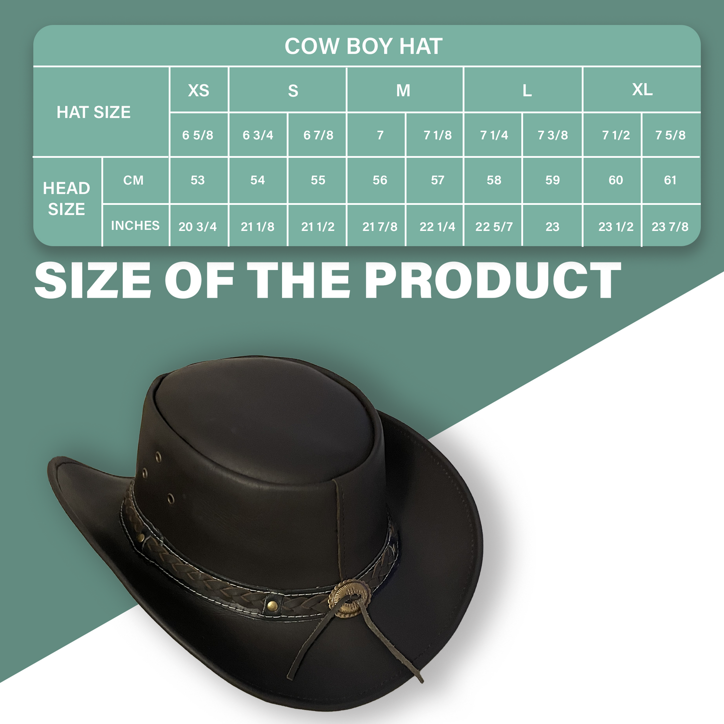 Genuine Leather Cowboy Hat - Dark Brown