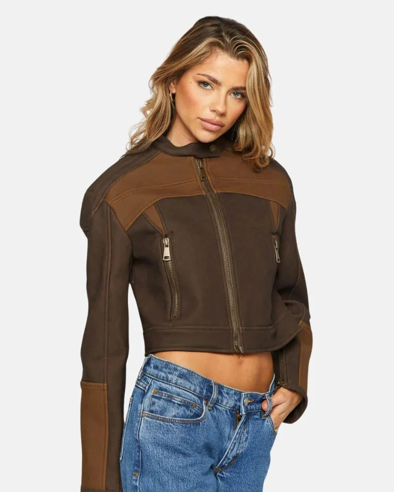 Bella Chocolate Leather Moto Jacket