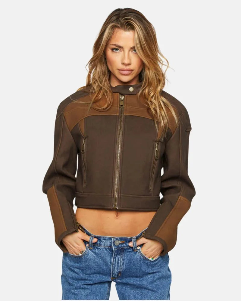 Bella Chocolate Leather Moto Jacket