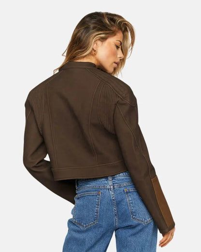 Bella Chocolate Leather Moto Jacket