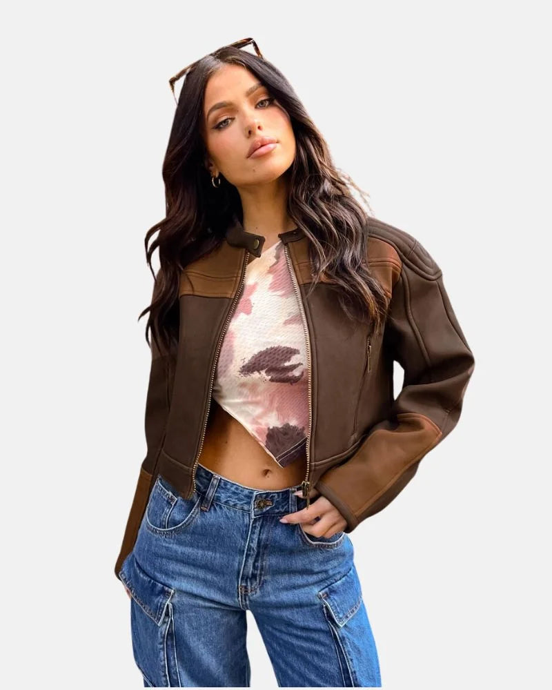 Bella Chocolate Leather Moto Jacket