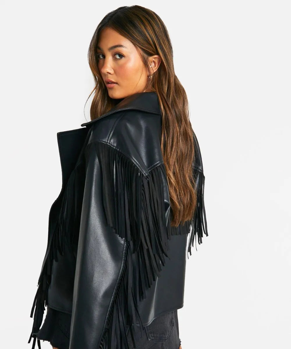 Fringe Biker leather Jacket