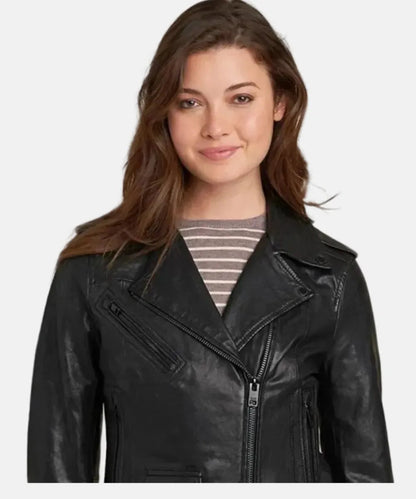 Carly Genuine Leather Biker Jacket