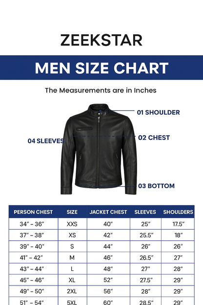 Men Biker Quilted Black Leather Jacket