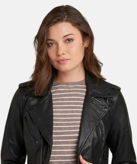 Carly Genuine Leather Biker Jacket