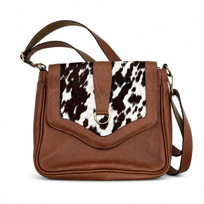 Western Cowhide Leather Crossbody Bag for Women – Brown Hair-On Hide Purse