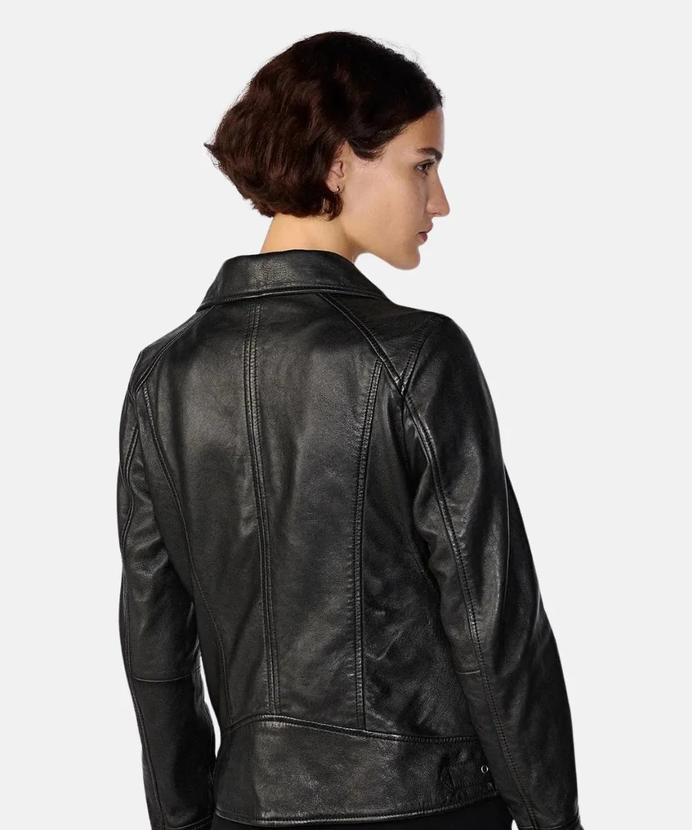 Women’s Black Leather Asymmetrical Moto Jacket