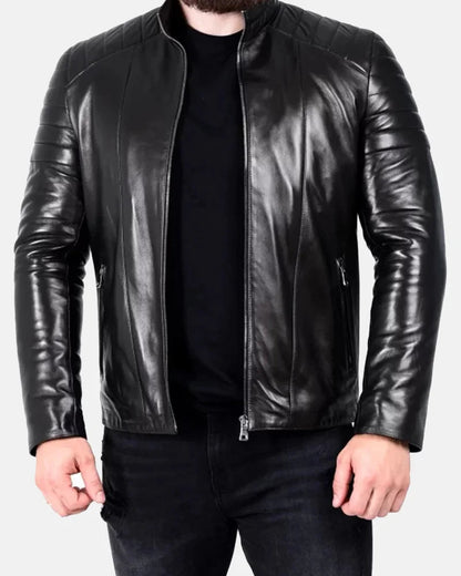 Men’s Padded Leather Biker Jacket