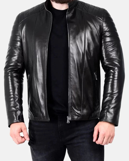 Men’s Padded Leather Biker Jacket