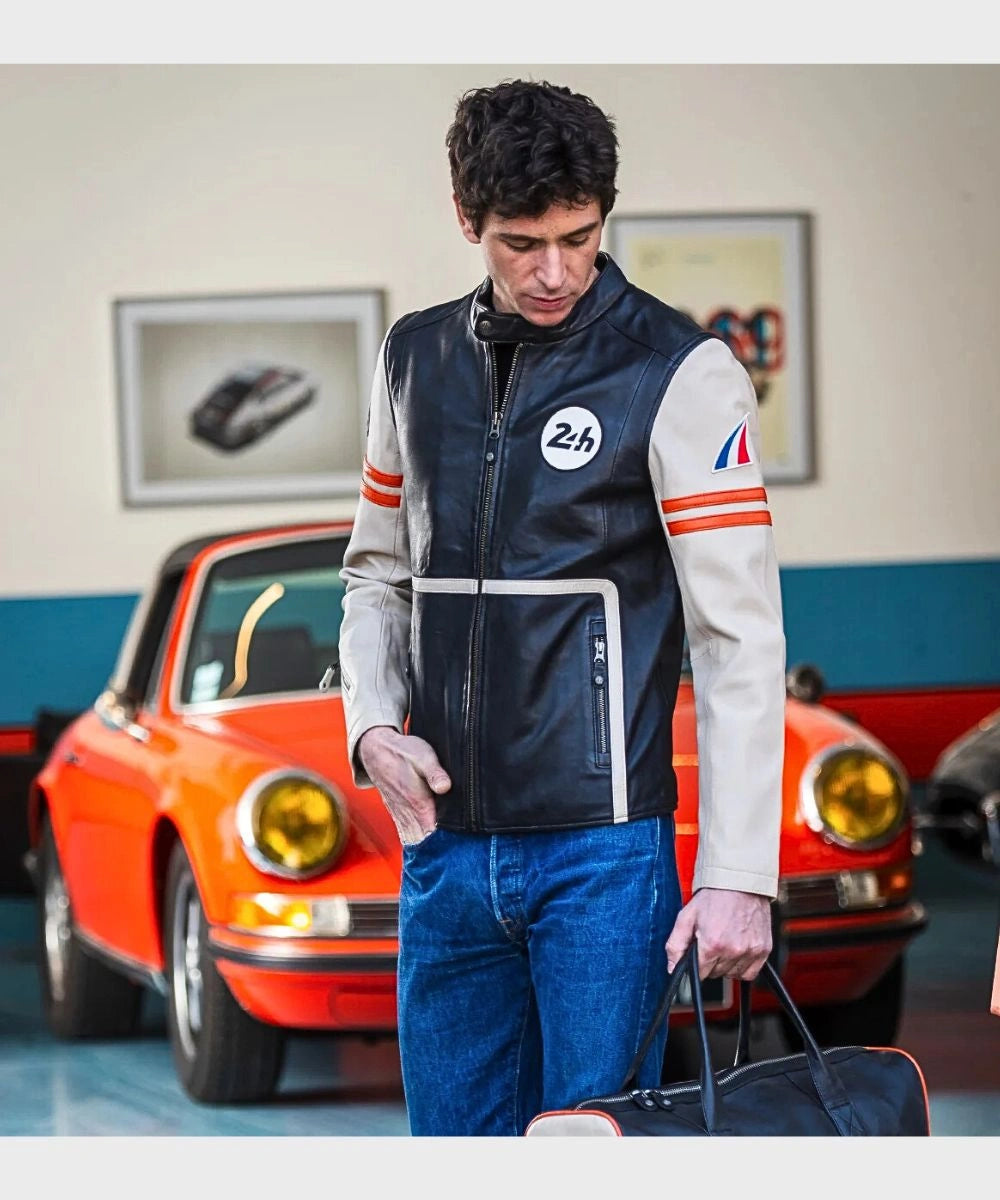 24H Le Mans Karl ECRU Vintage Leather Jacket