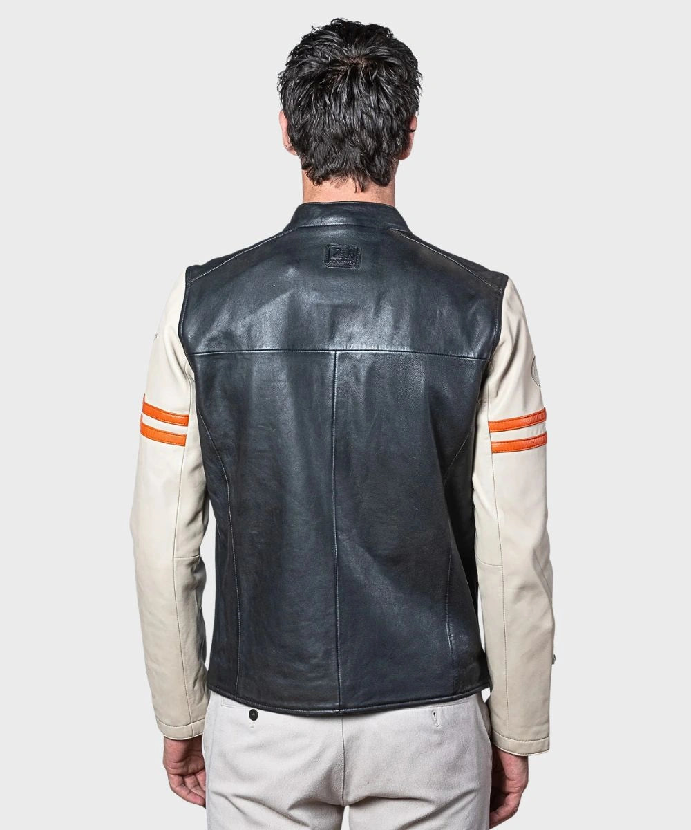 24H Le Mans Karl ECRU Vintage Leather Jacket