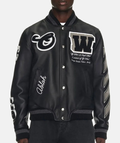 Off-White Moon Leather Letterman Jacket